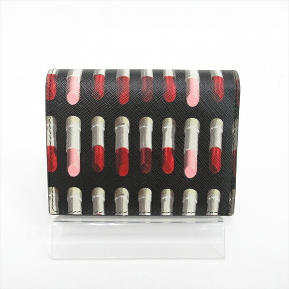 Prada Lipstick Bifold Wallet Black Saffiano - Picture 2 of 12